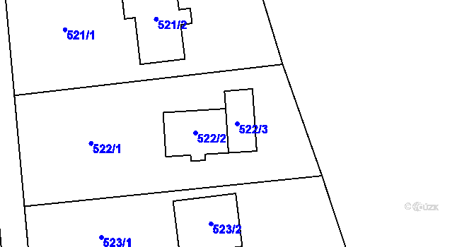 Parcela st. 522/3 v KÚ Most II, Katastrální mapa