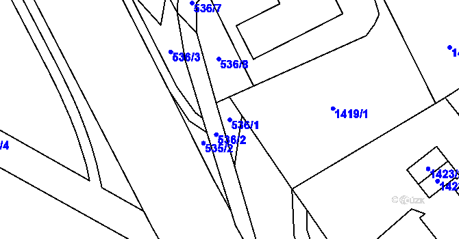 Parcela st. 536/1 v KÚ Most II, Katastrální mapa