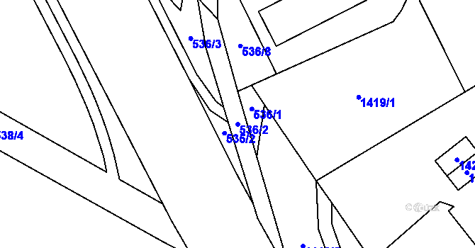 Parcela st. 536/2 v KÚ Most II, Katastrální mapa