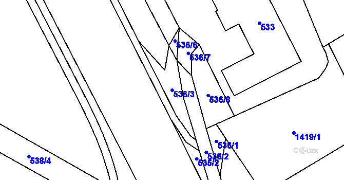 Parcela st. 536/3 v KÚ Most II, Katastrální mapa