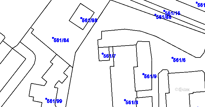 Parcela st. 561/7 v KÚ Most II, Katastrální mapa