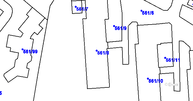 Parcela st. 561/8 v KÚ Most II, Katastrální mapa