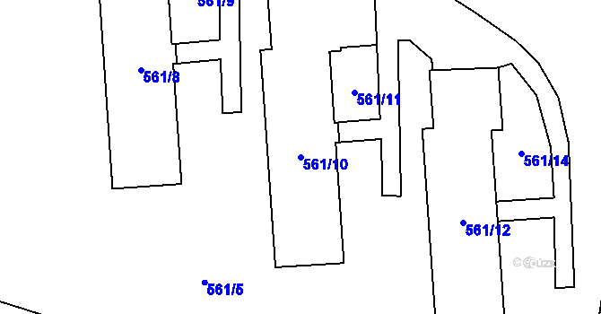 Parcela st. 561/10 v KÚ Most II, Katastrální mapa