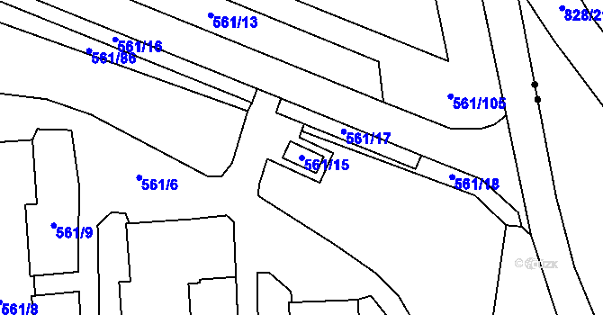 Parcela st. 561/15 v KÚ Most II, Katastrální mapa