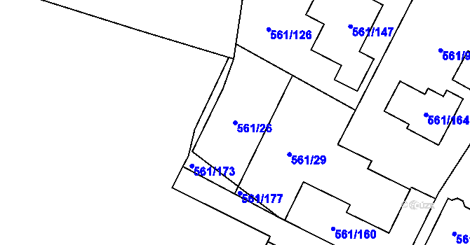 Parcela st. 561/26 v KÚ Most II, Katastrální mapa