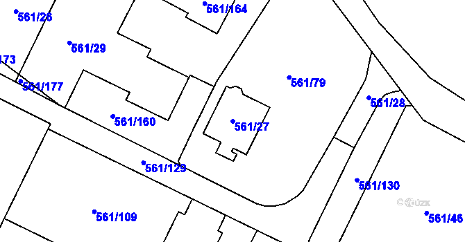 Parcela st. 561/27 v KÚ Most II, Katastrální mapa