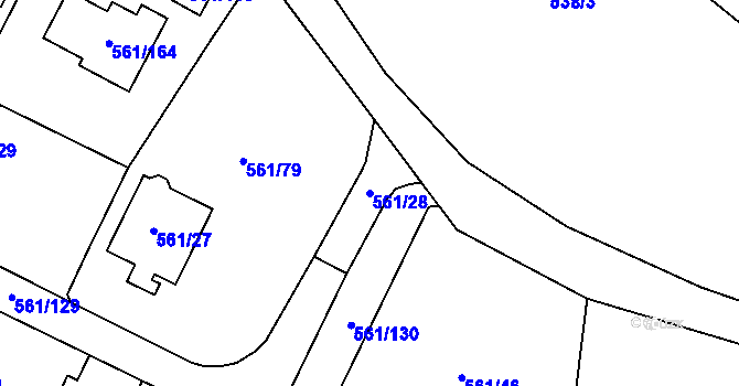 Parcela st. 561/28 v KÚ Most II, Katastrální mapa