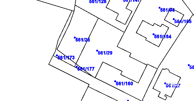 Parcela st. 561/29 v KÚ Most II, Katastrální mapa