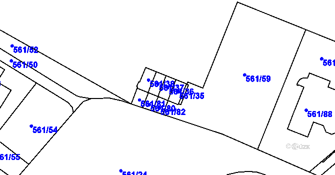 Parcela st. 561/36 v KÚ Most II, Katastrální mapa