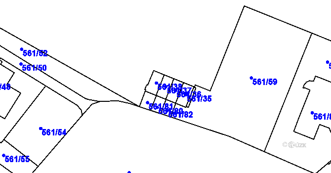 Parcela st. 561/37 v KÚ Most II, Katastrální mapa