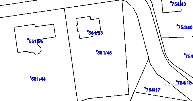 Parcela st. 561/45 v KÚ Most II, Katastrální mapa