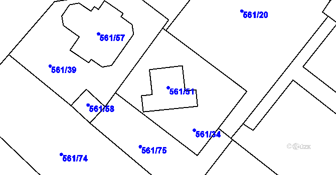 Parcela st. 561/51 v KÚ Most II, Katastrální mapa