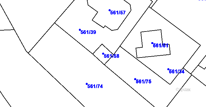 Parcela st. 561/58 v KÚ Most II, Katastrální mapa