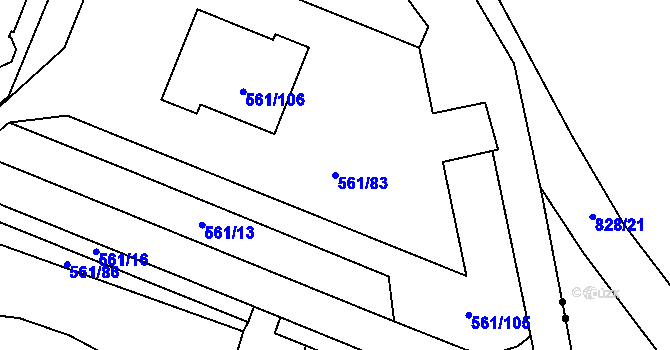 Parcela st. 561/83 v KÚ Most II, Katastrální mapa