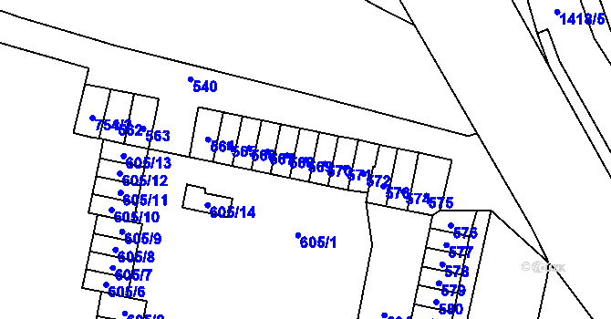 Parcela st. 569 v KÚ Most II, Katastrální mapa