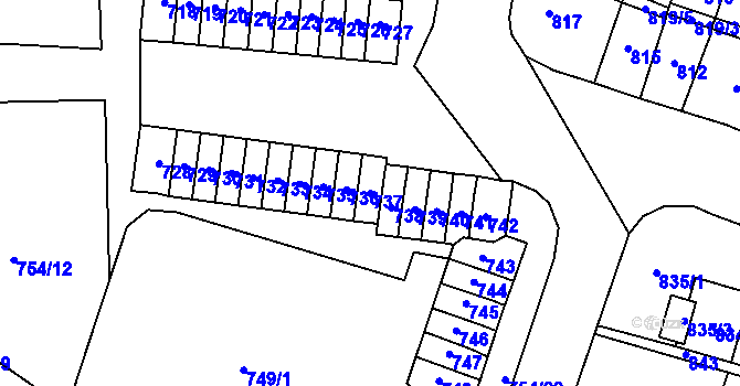 Parcela st. 737 v KÚ Most II, Katastrální mapa