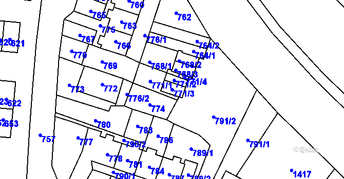 Parcela st. 771/3 v KÚ Most II, Katastrální mapa