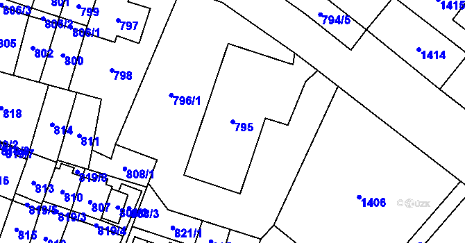 Parcela st. 795 v KÚ Most II, Katastrální mapa