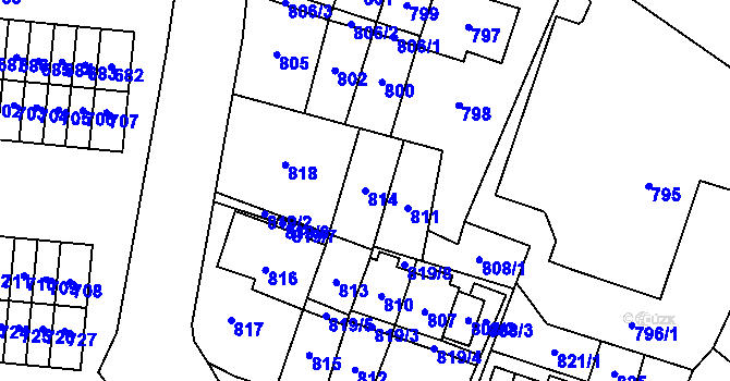 Parcela st. 814 v KÚ Most II, Katastrální mapa