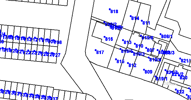 Parcela st. 817 v KÚ Most II, Katastrální mapa