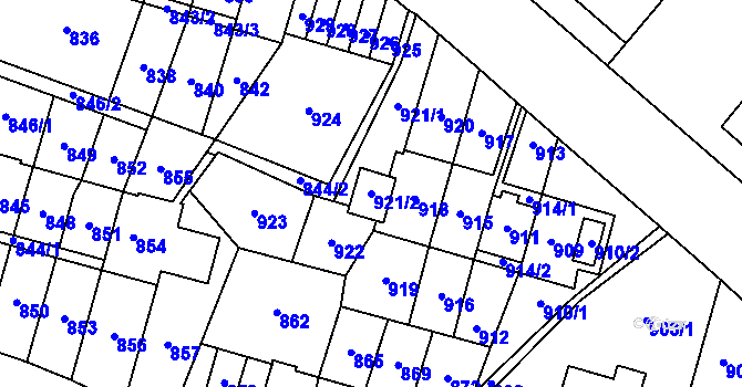 Parcela st. 921/2 v KÚ Most II, Katastrální mapa