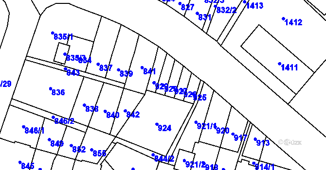 Parcela st. 928 v KÚ Most II, Katastrální mapa