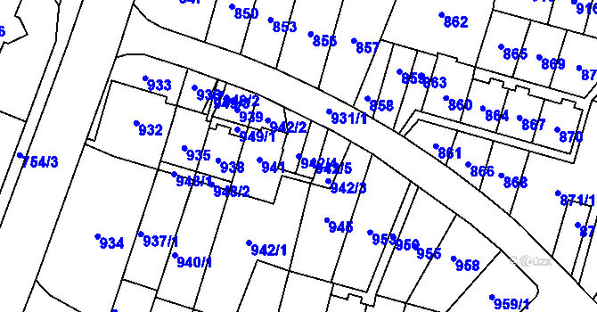 Parcela st. 942/4 v KÚ Most II, Katastrální mapa