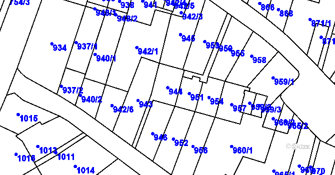 Parcela st. 944 v KÚ Most II, Katastrální mapa