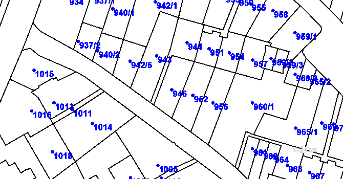 Parcela st. 946 v KÚ Most II, Katastrální mapa