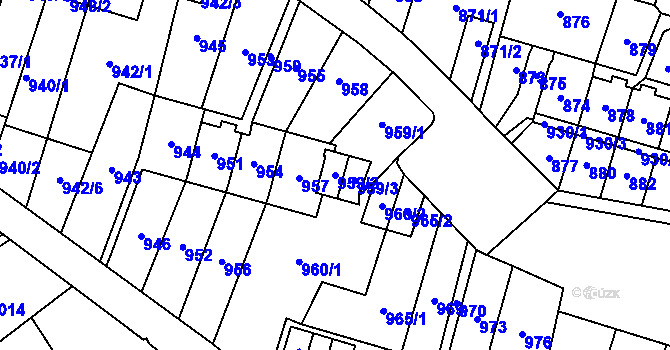 Parcela st. 959/2 v KÚ Most II, Katastrální mapa