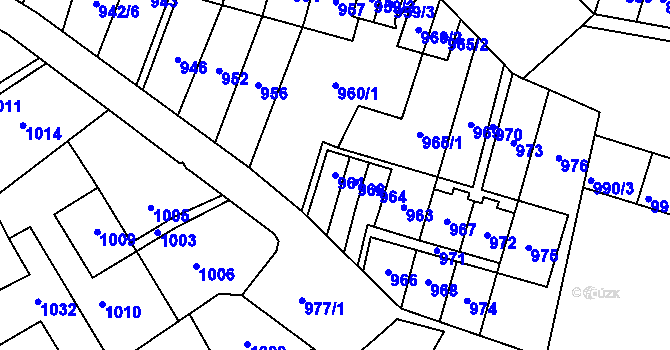 Parcela st. 961 v KÚ Most II, Katastrální mapa