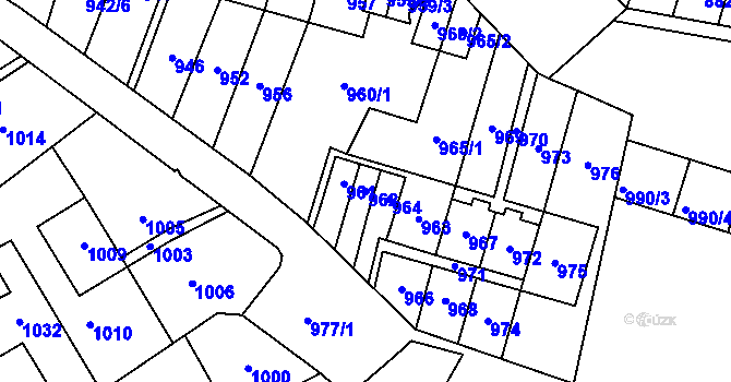 Parcela st. 962 v KÚ Most II, Katastrální mapa