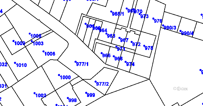 Parcela st. 966 v KÚ Most II, Katastrální mapa