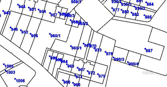 Parcela st. 969 v KÚ Most II, Katastrální mapa