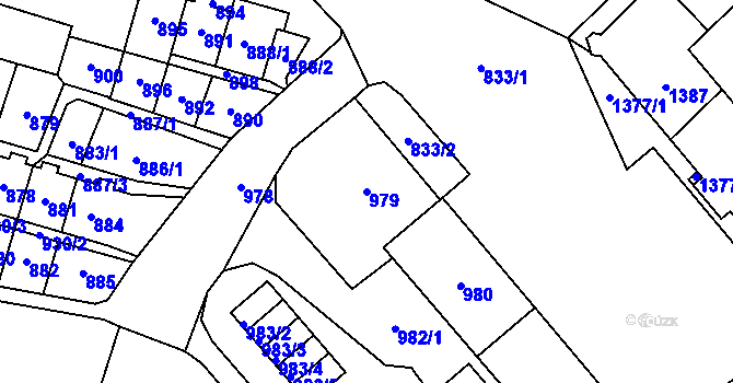 Parcela st. 979 v KÚ Most II, Katastrální mapa
