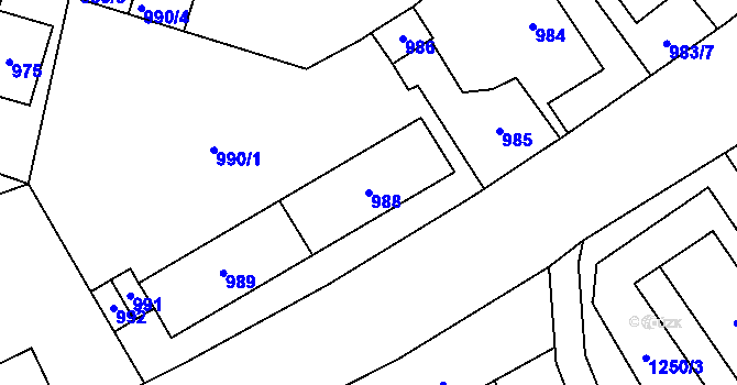 Parcela st. 988 v KÚ Most II, Katastrální mapa