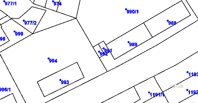 Parcela st. 992 v KÚ Most II, Katastrální mapa