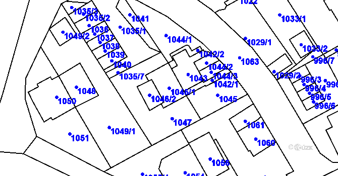 Parcela st. 1046/1 v KÚ Most II, Katastrální mapa