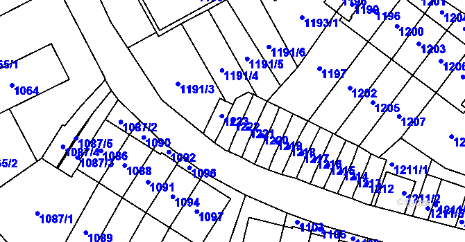 Parcela st. 1222 v KÚ Most II, Katastrální mapa