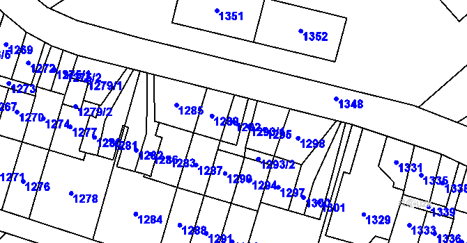 Parcela st. 1292 v KÚ Most II, Katastrální mapa