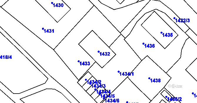 Parcela st. 1432 v KÚ Most II, Katastrální mapa