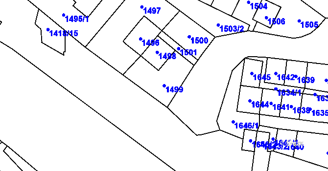 Parcela st. 1499 v KÚ Most II, Katastrální mapa