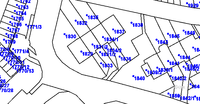 Parcela st. 1831/2 v KÚ Most II, Katastrální mapa