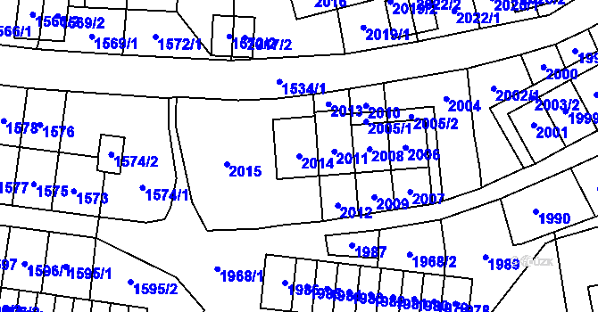Parcela st. 2014 v KÚ Most II, Katastrální mapa