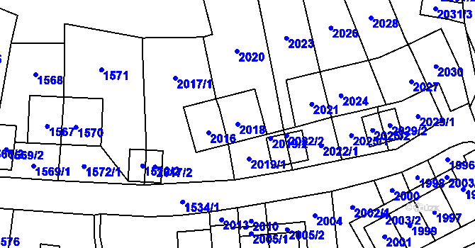 Parcela st. 2018 v KÚ Most II, Katastrální mapa