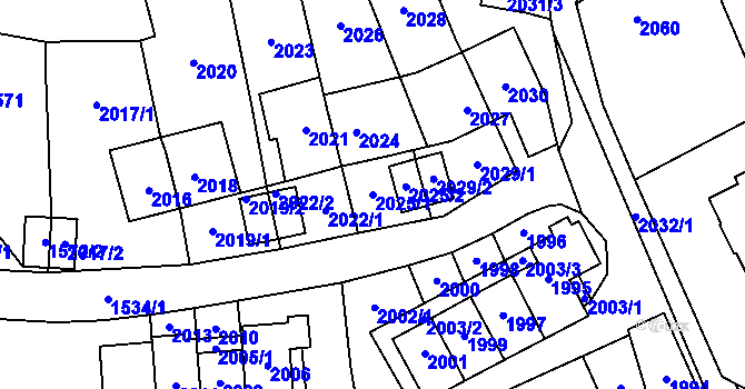 Parcela st. 2025/1 v KÚ Most II, Katastrální mapa
