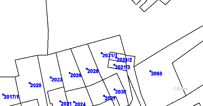 Parcela st. 2031/1 v KÚ Most II, Katastrální mapa