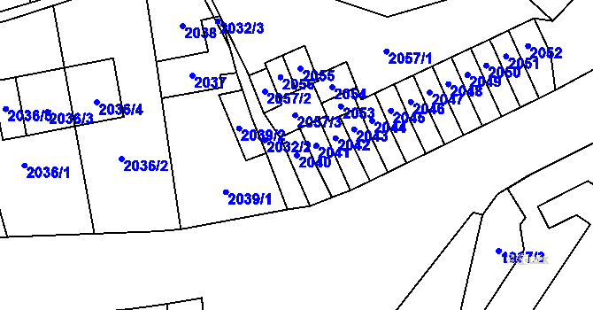 Parcela st. 2040 v KÚ Most II, Katastrální mapa