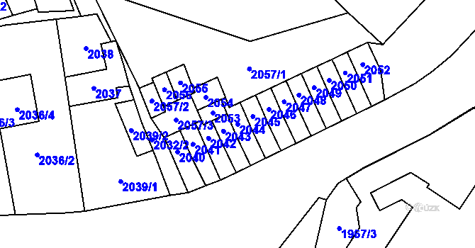Parcela st. 2044 v KÚ Most II, Katastrální mapa