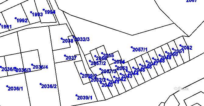 Parcela st. 2055 v KÚ Most II, Katastrální mapa